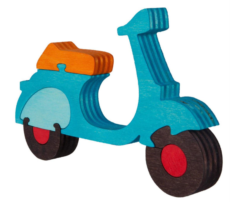Holzpuzzle mit Motiv Vespa Motorroller